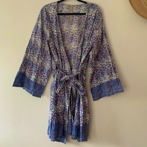 Floral Kimono-style Dressing Robe / Bath Robe / Bridesmaid Robe